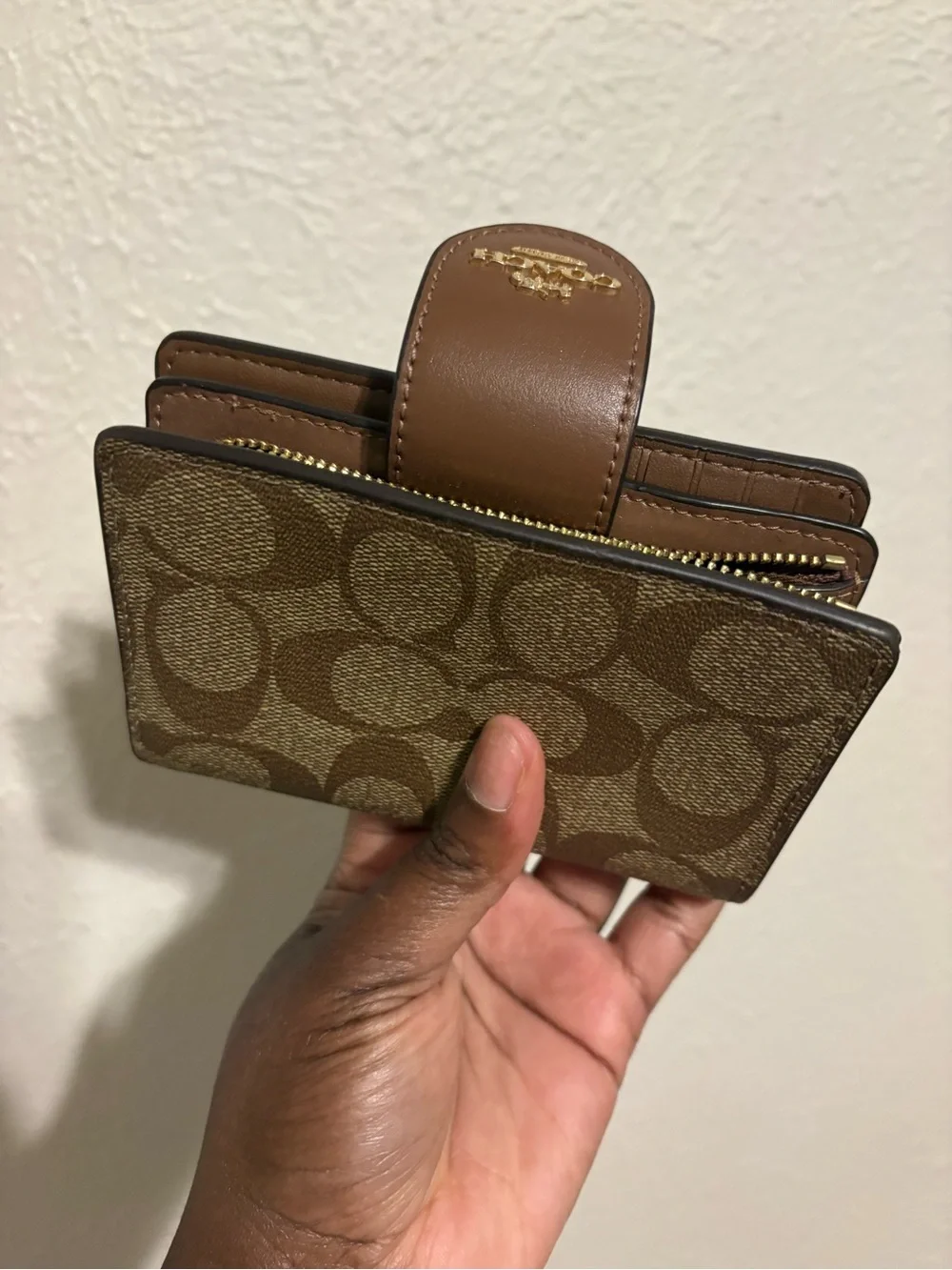 Coach Brown Signature Canvas Card Holder Wallet - Picture 4 of 6